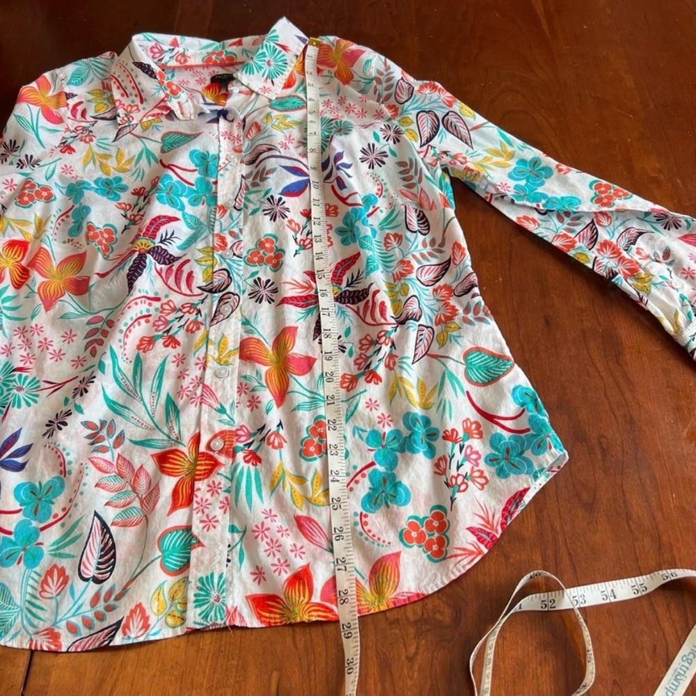 Talbots Lush Floral Cotton Button Front Shirt, Size 1X - Picture 7 of 12